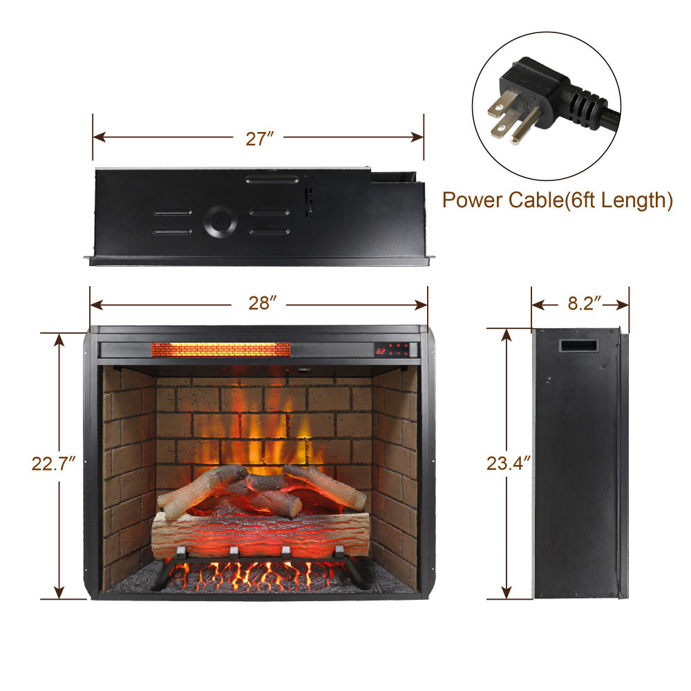 65" Fireplace TV Stand for TVs up to 75",with 28" Electric Fireplace and LED Light