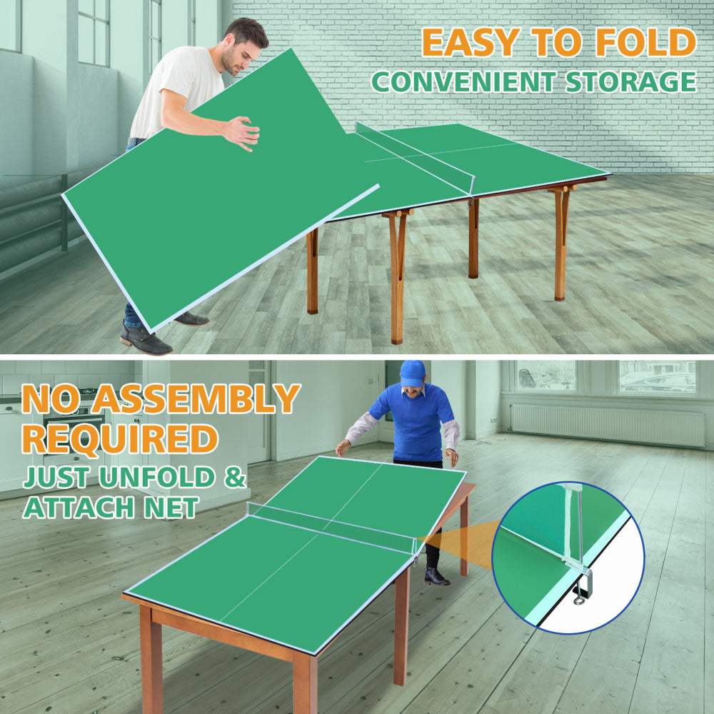 7*4ft Green Mid-Size Ping Pong Conversion Top Foldable & Portable Table Tennis Table Top for Indoor Games