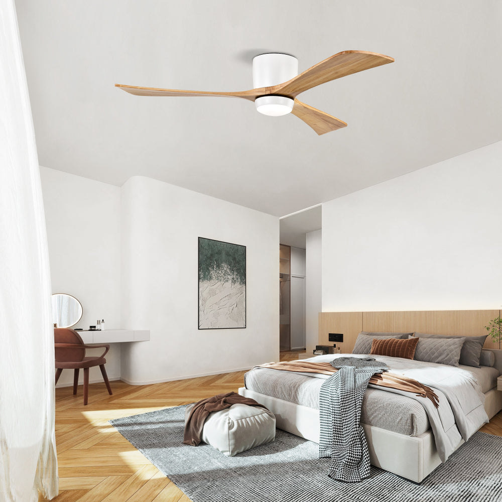52"  Ceiling Fan with Lights Remote Control,Quiet DC Motor 3 Blade Ceiling Fans 6 Speed Levels,Reversible Ceiling Fan,  for Patio Living Room, Bedroom, Office,Indoor.(White +Natural)
