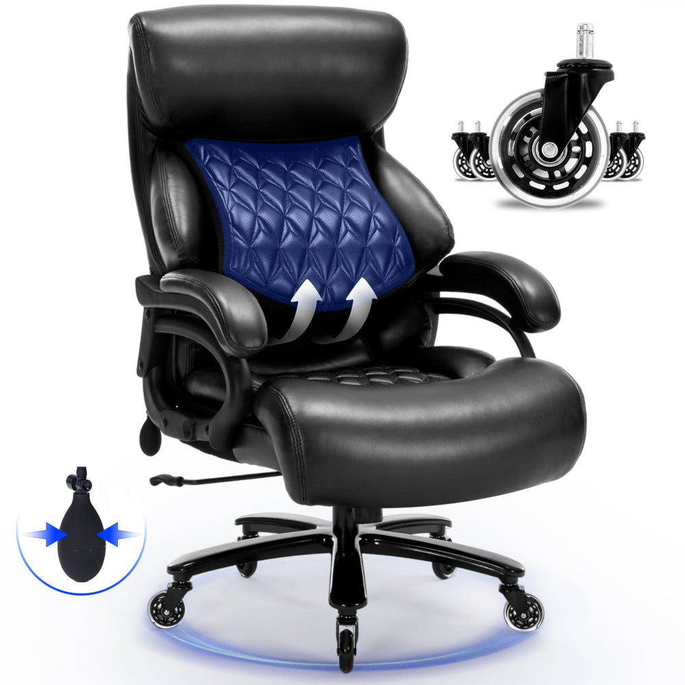 600LBS Large Heavy Duty Office Chair,Big and Tall Office Chair for Heavy People, High Back Executive Desk Chair with Pocket Spring Cushion, Desk Chair with Quiet Rubber Wheel