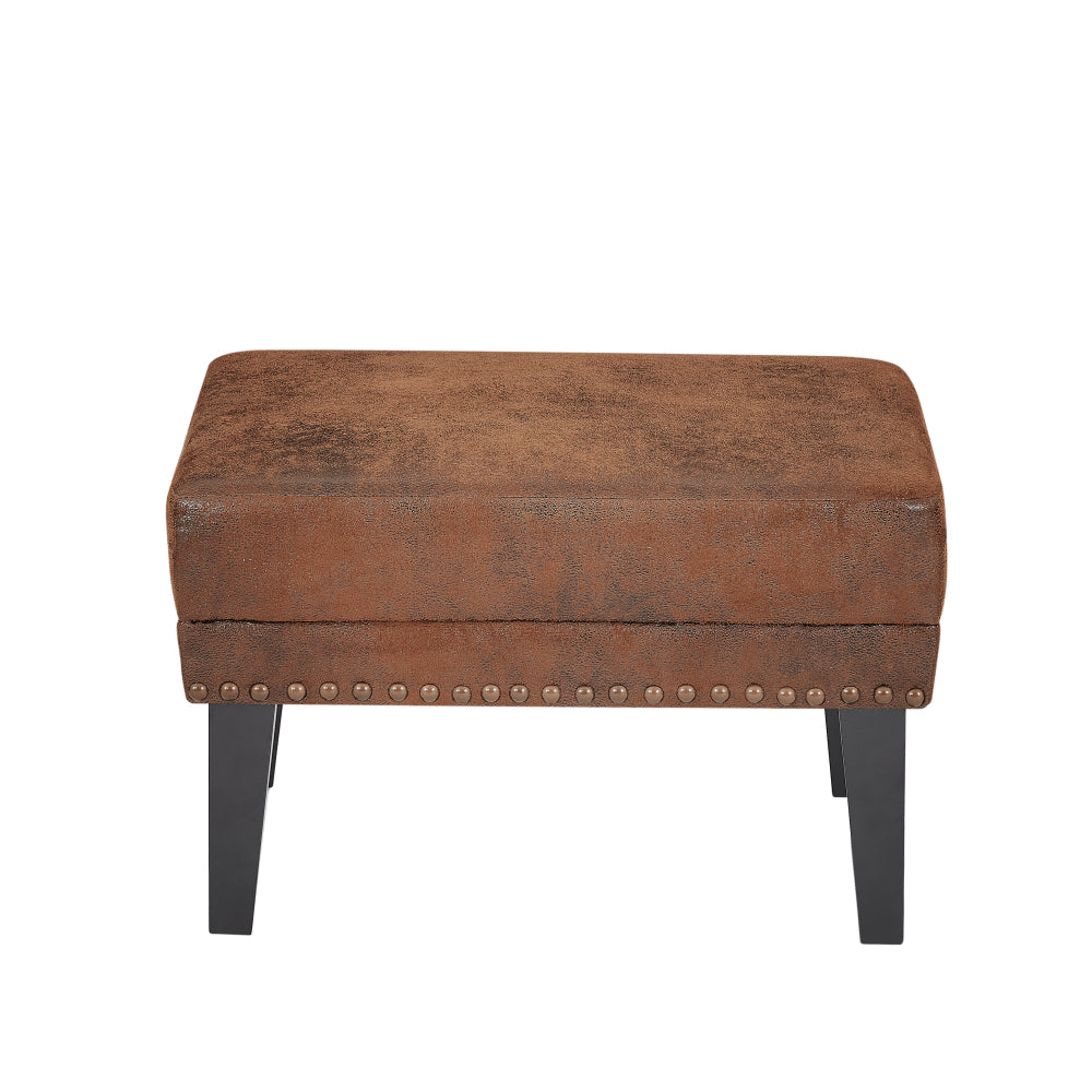 Mirod Vintage Distressed Ottoman,Classic Riveted Footrest with Solid Wood Legs for Living Room, Bedroom & Study