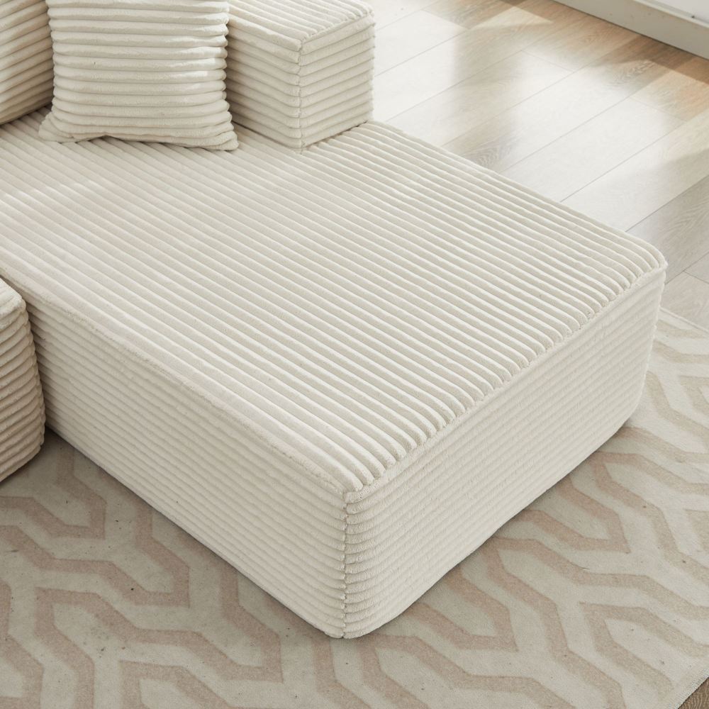 Modular Sectional Couches for Living Room: Right Facing Chaise Longue (Beige)