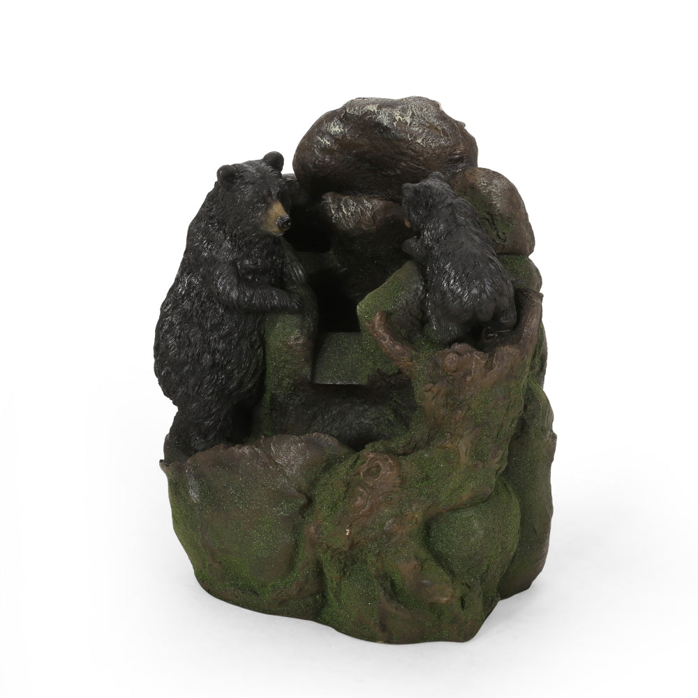 23.75" High Hand Crafted Weather Resistant Floor Fountain, Moss + Black