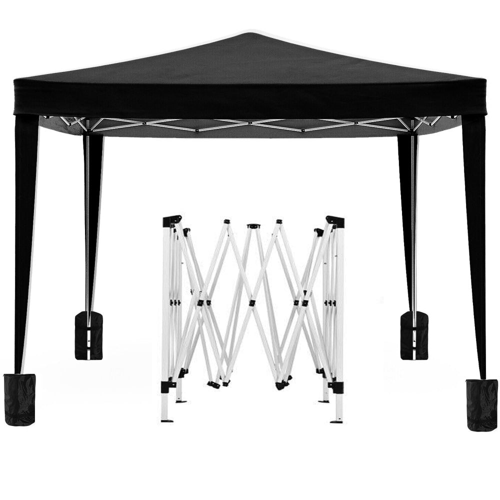 10'x10' Folding Canopy with 4 Removable Sidewalls Outdoor Event Shelter UPF 50+ Gazebo Portable Tents for Parties Beach Camping Wedding EZ Pop Up Canopy 4pcs Weight Bag + Carry Bag