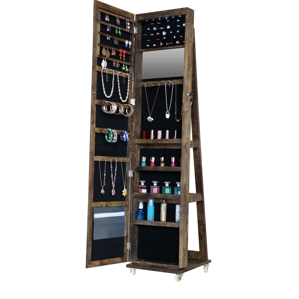 Fashion Simple 360° Swivel With  Led light Jewelry Cabinet