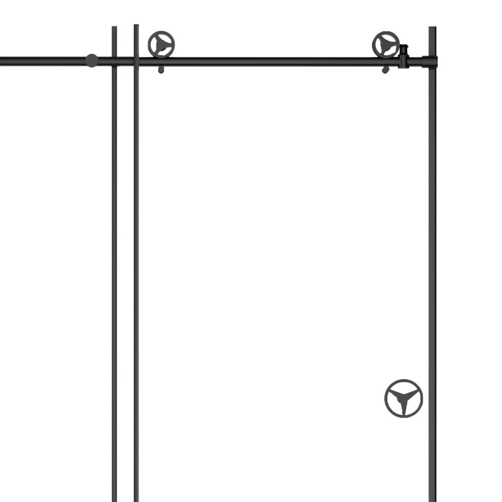 60" W x 76" H Sliding Frameless Shower Door in Matte Black with Clear Glass