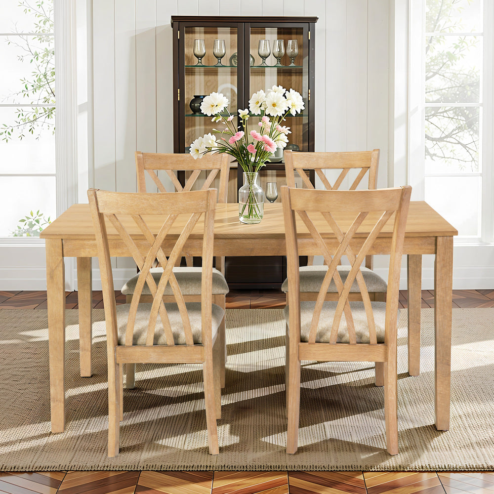 Dining Table Set with 6 Chairs, Modern Dining Table and Chairs Set, 1 Table & 6 Chairs, 60"L x 36"W Table, 23"H Chairs, Anti-Slip, Perfect for 4-6 Persons, Home, Kitchen, Living Room.