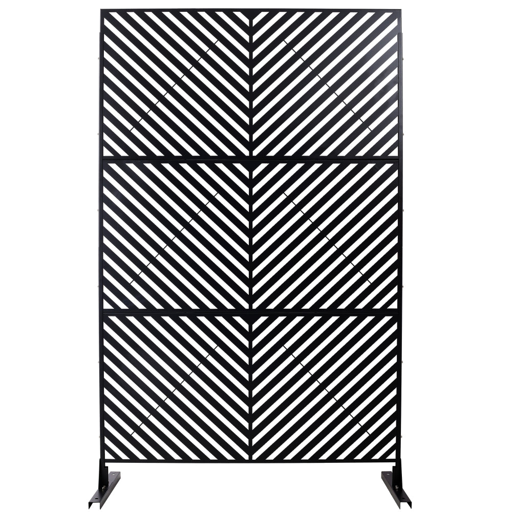 Outdoor & Indoor Privacy Screen Metal Privacy Screen 76" H×48" W, Freestanding Decorative Privacy Screen for Deck Balcony Patio, Privacy Fence Panels for Outside Lawn Garden PS113 BLACK