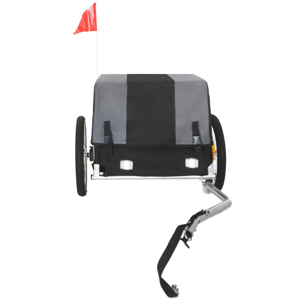 Heavy-Duty Bike Cargo Trailer with Removable Waterproof Cover – 88 lbs Capacity, 16" All-Terrain Wheels & Foldable Design for Camping, Groceries, gray black