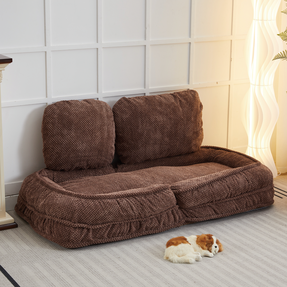 [VIDEO provided] Human Dog Bed ,Lazy Sofa Couch ,5 Adjustable Position,sit,sleep,fold,suit to put in bedroom, living room ,Space Saving Design,Brown