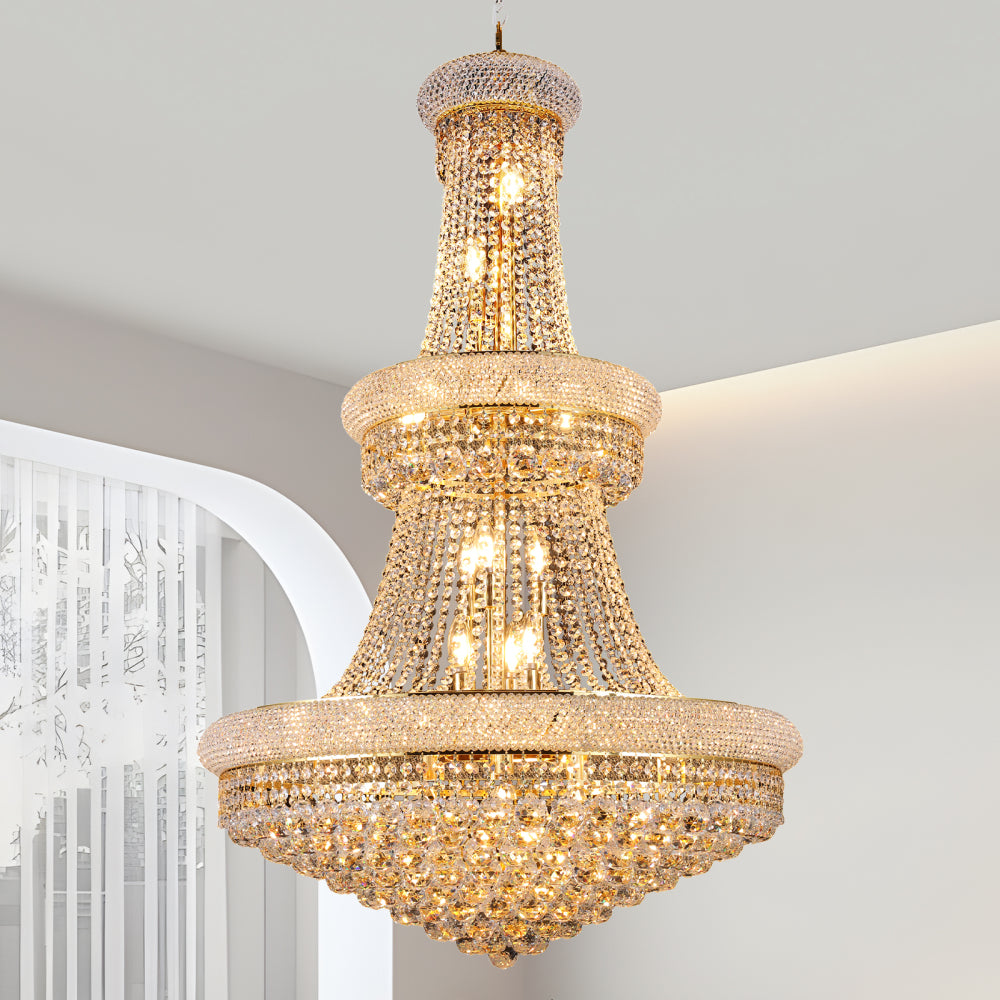28-Inch Crystal Chandelier Lighting for Dining Room Modern Interior Luxury K9 Bedroom Crystal Chandelier Ceiling Light French Empire Crystal Chandelier Chrome 15 Lights