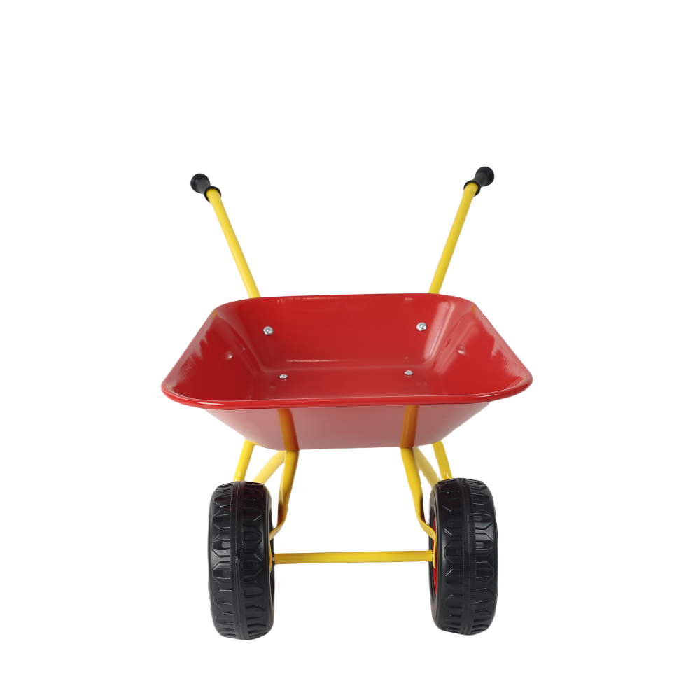 Children's metal trolley, children's trolley, children's heavy vehicle, metal structure two-wheeled trolley, steel pallet, can be used in gardens, loading leaves, soil, sand, etc. (red)