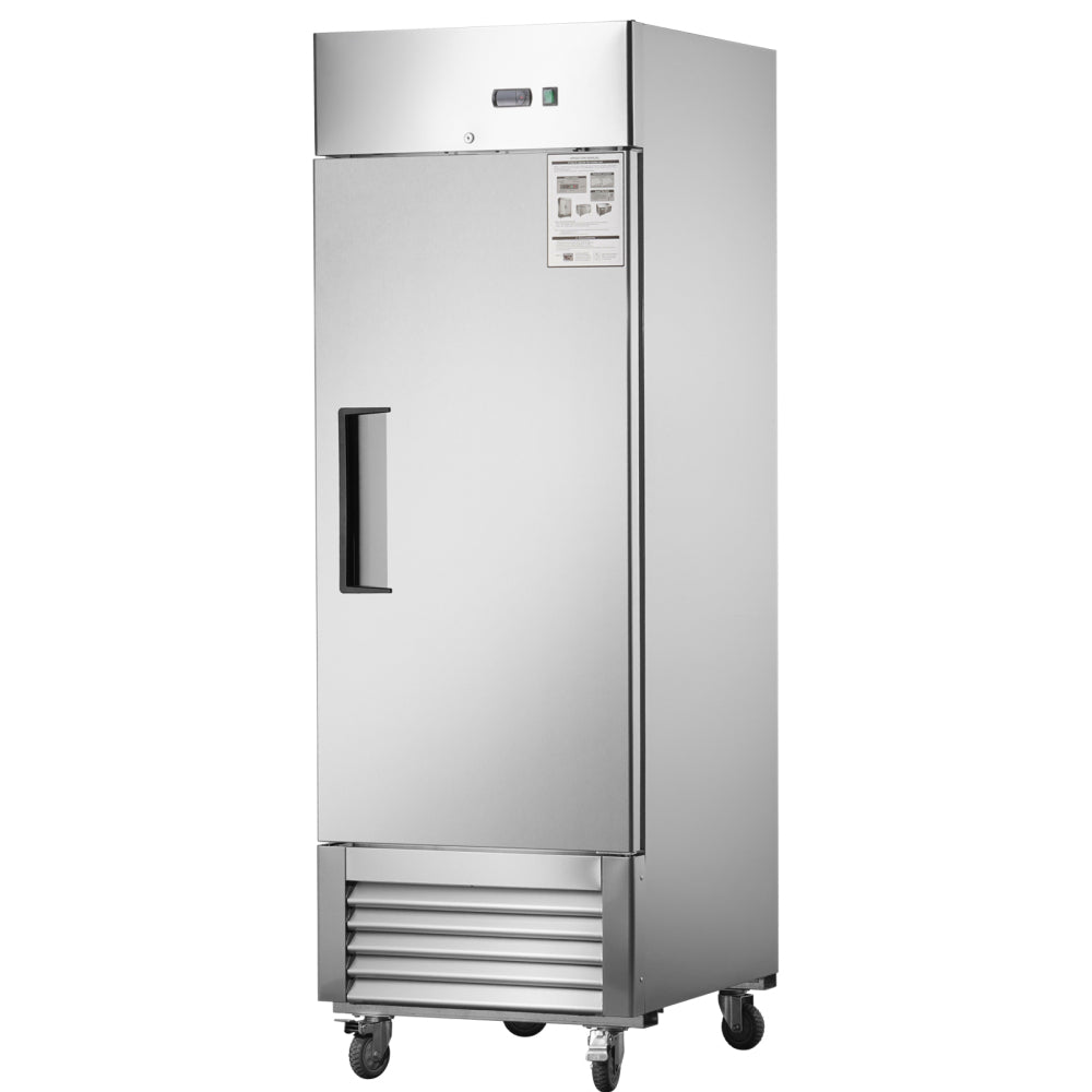 27"W Commercial Freezer Single Solid Door Stainless Steel Interior and Exterior Construction Reach-in Freezer 18.68 Cu.ft. Upright Fan Cooling Freezer for Restaurants and Commercial Environments