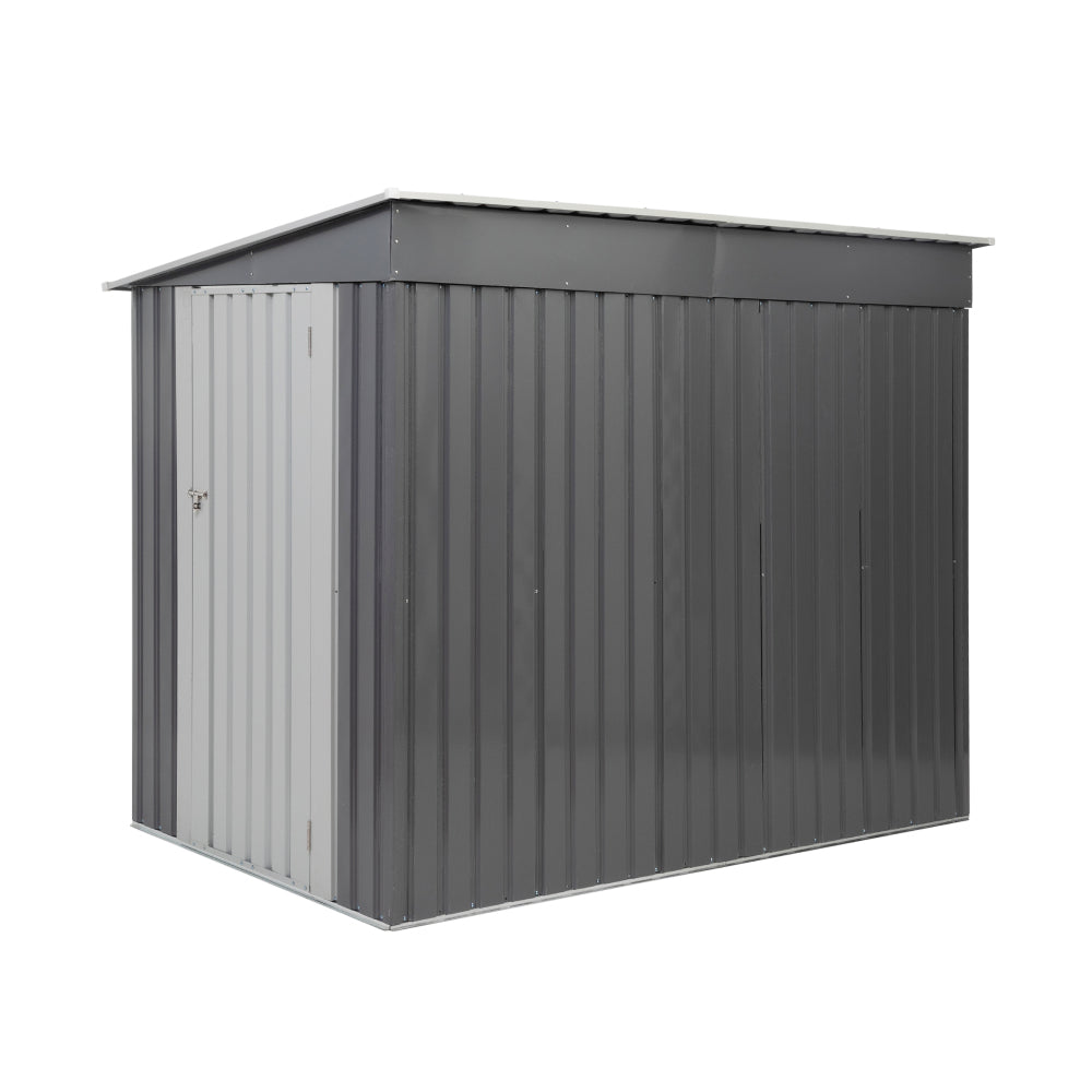 7.5 x 4.5 FT Outdoor Storage Shed, Metal Garden Shed with Lockable Door, Window, Sloped Roof, Backyard Tool Bike House, Weatherproof, Gray