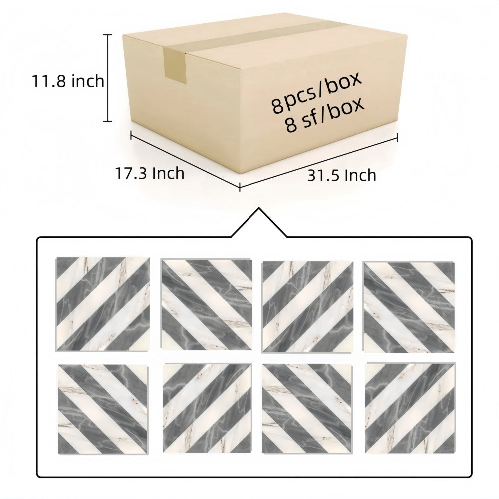 12*12 Waterjet marble,White Grey 2 color, natural marble, for floor and wall,polished marble tile, natural stone, genuine marble, real marble, 1 box 8 pcs