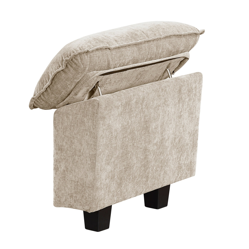 Modern Style 2pcs Arms with Adjustable Pillow Top Taupe Chenille Fabric Upholstery Contemporary Living Room Furniture Plush Comfort