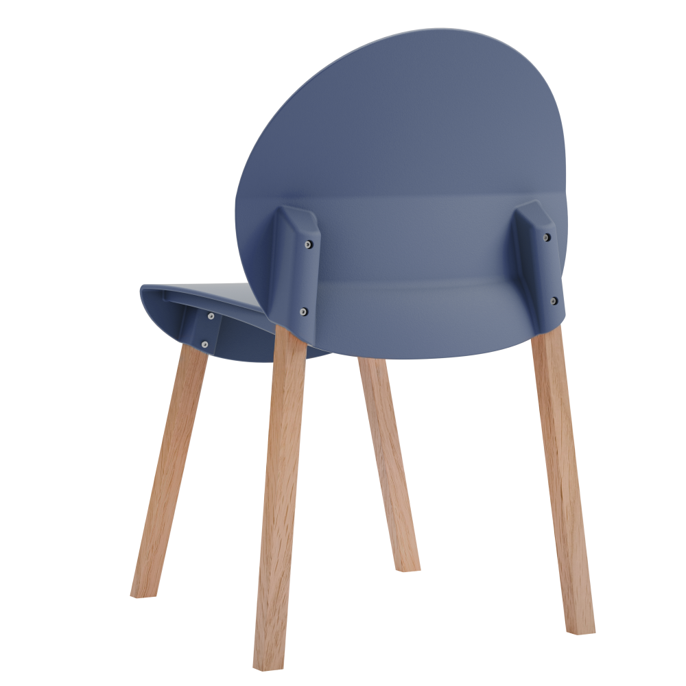 4-Pack Grey Blue Chairs – Red Oak Wood Legs & PP Seat, Indoor Dining & Living Room Furniture Set