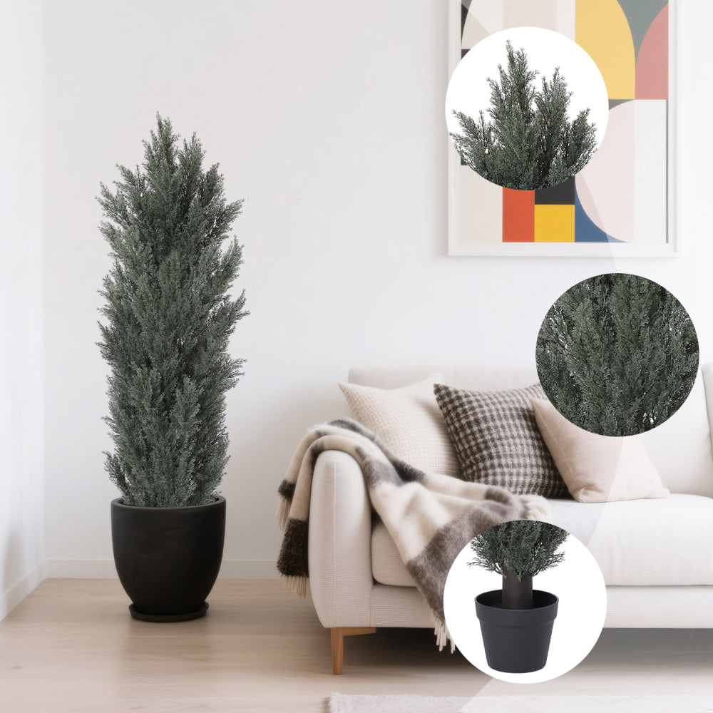150cm Detachable Artificial Green Cypress Tree Realistic Tall Faux Plant for Indoor and Outdoor Decoration 2pcs/set