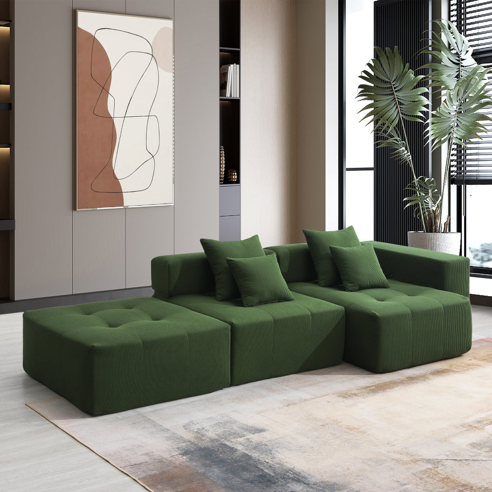 109*68" Modular Sectional Living Room Sofa Set, Modern Minimalist Style Couch, Upholstered Compressed Sofa for Living Room, Bedroom, Salon, 2 PC Free Combination, L-Shape, Cream
