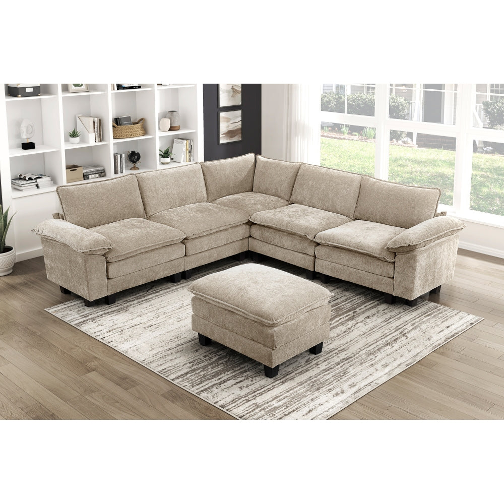 Modern Style Loveseat Plush Comfort Taupe Chenille Fabric Upholstery Contemporary Living Room Furniture 1pc Durable Plywood
