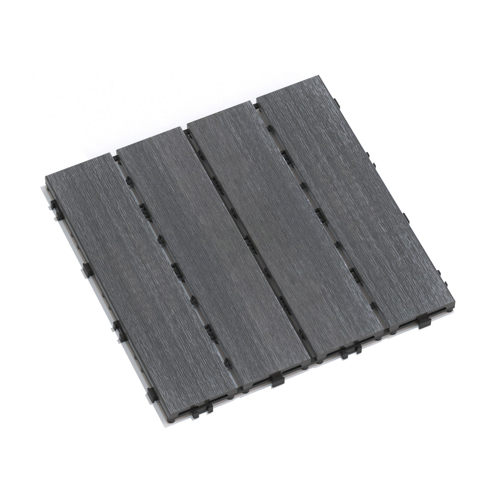 Patio Floor Tiles Pack of 22  WPC Wood-Plastic Composite Patio Deck Tiles DIY Interlocking Decking Tiles, Quick Deck Floor Tile, Court Tile, Water Resistant Indoor Outdoor -11.8" ASH