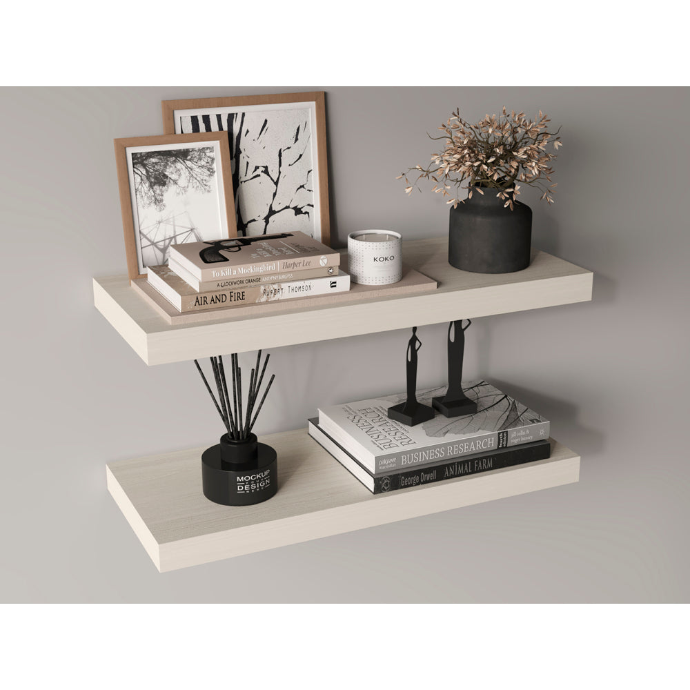 Ecco 31.5" Wide  Floating Shelves Set of 2, Shelves for Wall Decor for Bedroom, Bathroom Storage Shelves, Book Shelves for Living Room