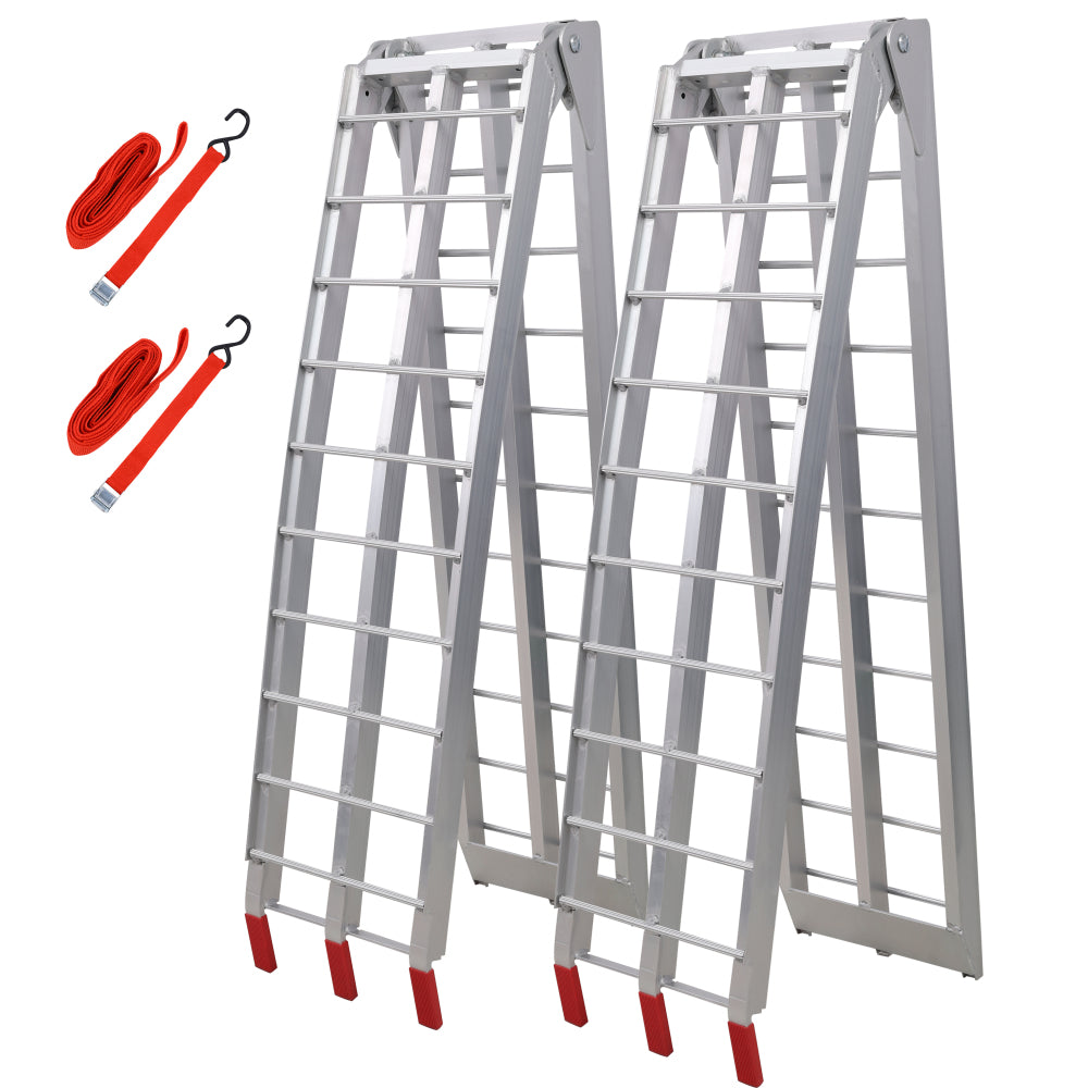 7.5FT Aluminum Loading Ramps, 1500 Lbs Capacity  per pair, With safety straps, Motorcycle Ramp, ATV Truck Ramps, Tailgate Ramps, Four Wheeler Ramps for Trucks, Lawn Mower, UTV,  1 PAIR, SILVER Color