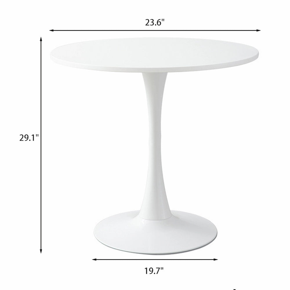 White Round Table, Modern Dining Table, MDF Top and Steel Base Tulip Round Kitchen Table, Mid Century Coffee Table for Living Room 24 Inch,Thanksgiving,Oval Dining Table,Gift for Mother's day