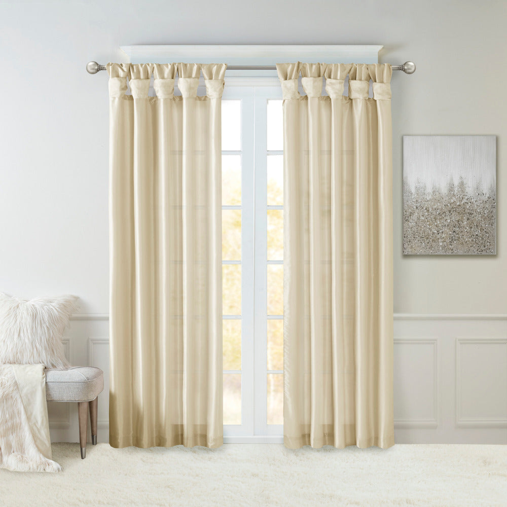 Twist Tab Lined Window Curtain Panel White 50x120"
