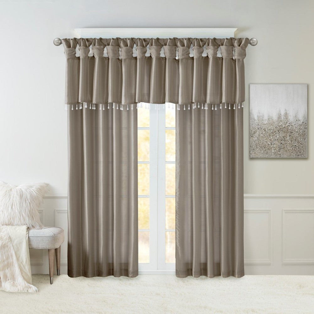 Twist Tab Lined Window Curtain Panel Pewter 50x120"