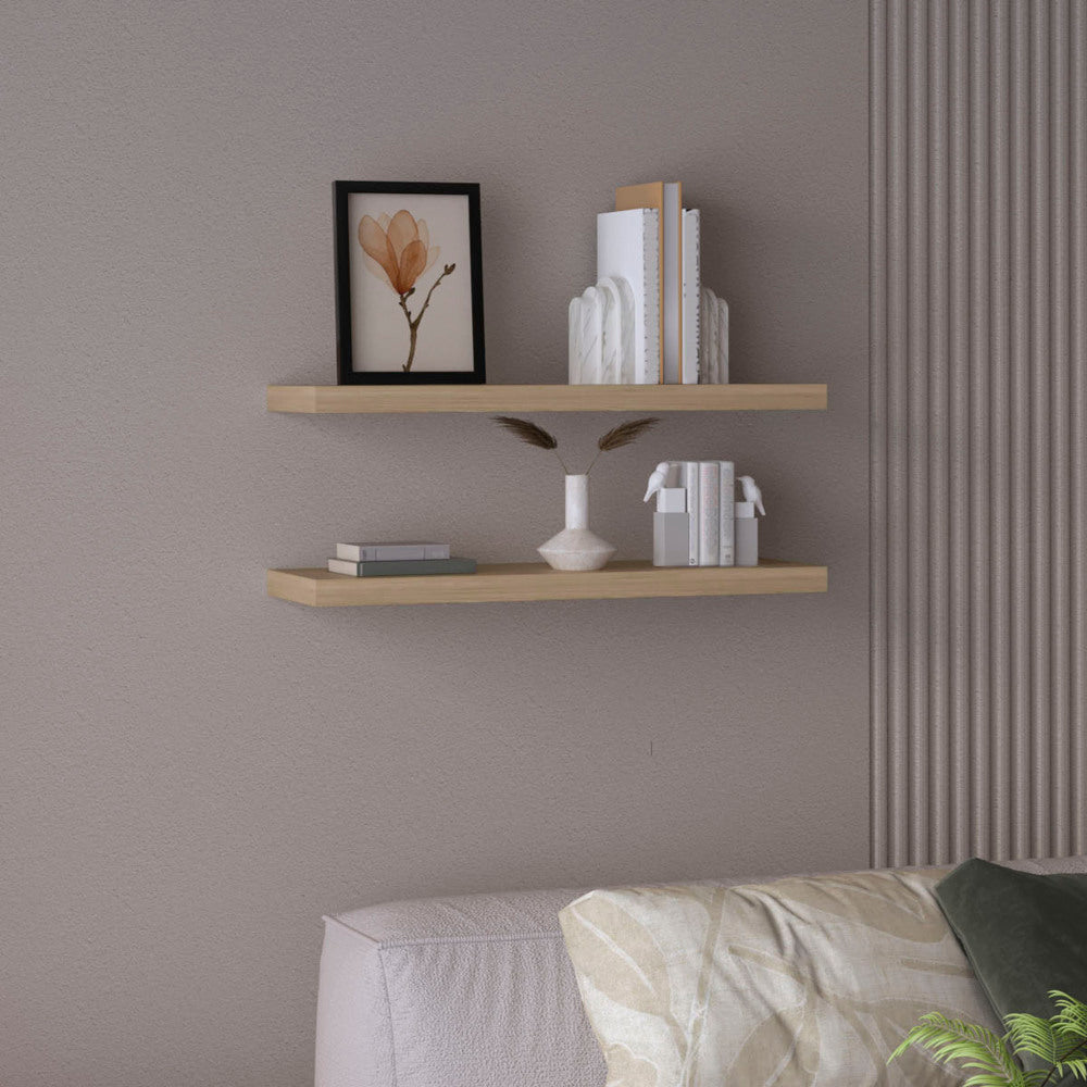 Ecco 31.5" Wide  Floating Shelves Set of 2, Shelves for Wall Decor for Bedroom, Bathroom Storage Shelves, Book Shelves for Living Room
