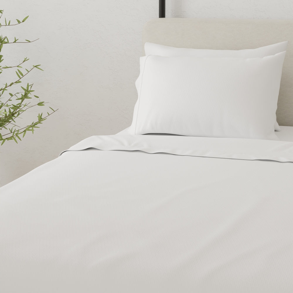 Omne Sleep 4-Piece White Brushed Microfiber Twin Hypoallergenic Sheet Set