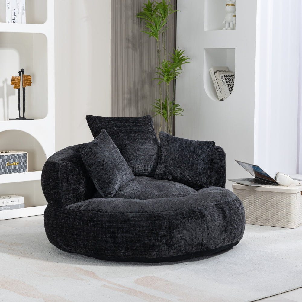 Lazy Sofa Durable Comfort Lounger High Back Bean Bag Chair Couch With Three Pillows for Adults and Kids, Indoor & Outdoor,  Single Gaming Sofa Chair For Bedroom,Office (Emerald Chenille)
