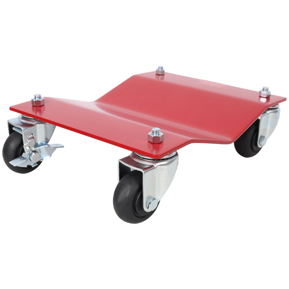 4PACK 2500lbs Capacity Professional Steel Vehicle Dollies,Heavy Duty Wheel Dolly,Car Dolly,Steel Tire Skates with Brakes,RED
