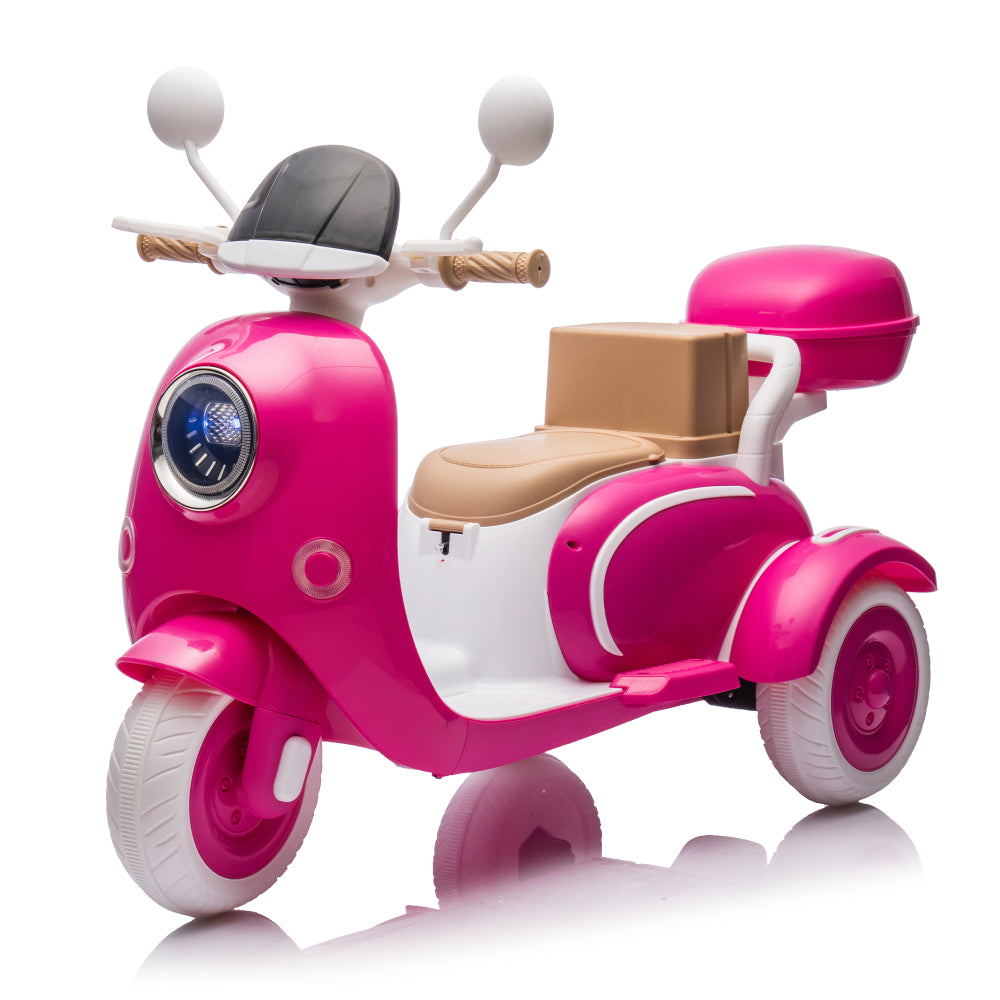 12V Two motors Kids Ride On Level Up Two-seater  Electric Motorcycle,Three-wheel Toy w/Music,Bluetooth,USB,Backseat flip adult seat,Portable Storage Hooks&Oversized  Trunk,LED Headlight  For Kids 3-6.
