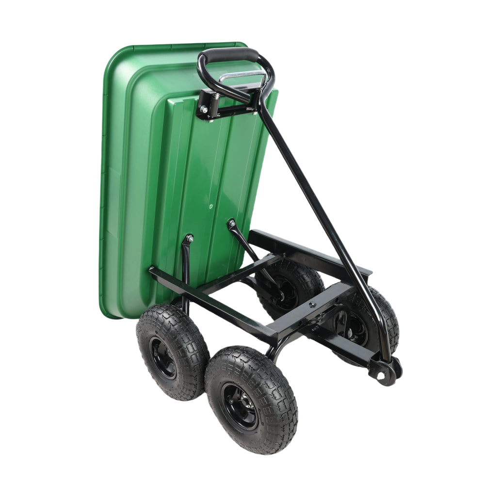 Folding car Poly Garden dump truck with steel frame, 10 inches. Pneumatic tire, 300 lb capacity body 55L  Green