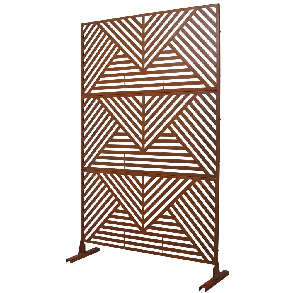 Outdoor & Indoor Privacy Screen Metal Privacy Screen 76" H×48" W, Freestanding Decorative Privacy Screen for Deck Balcony Patio, Privacy Fence Panels for Outside Lawn Garden PS101 RUSTY