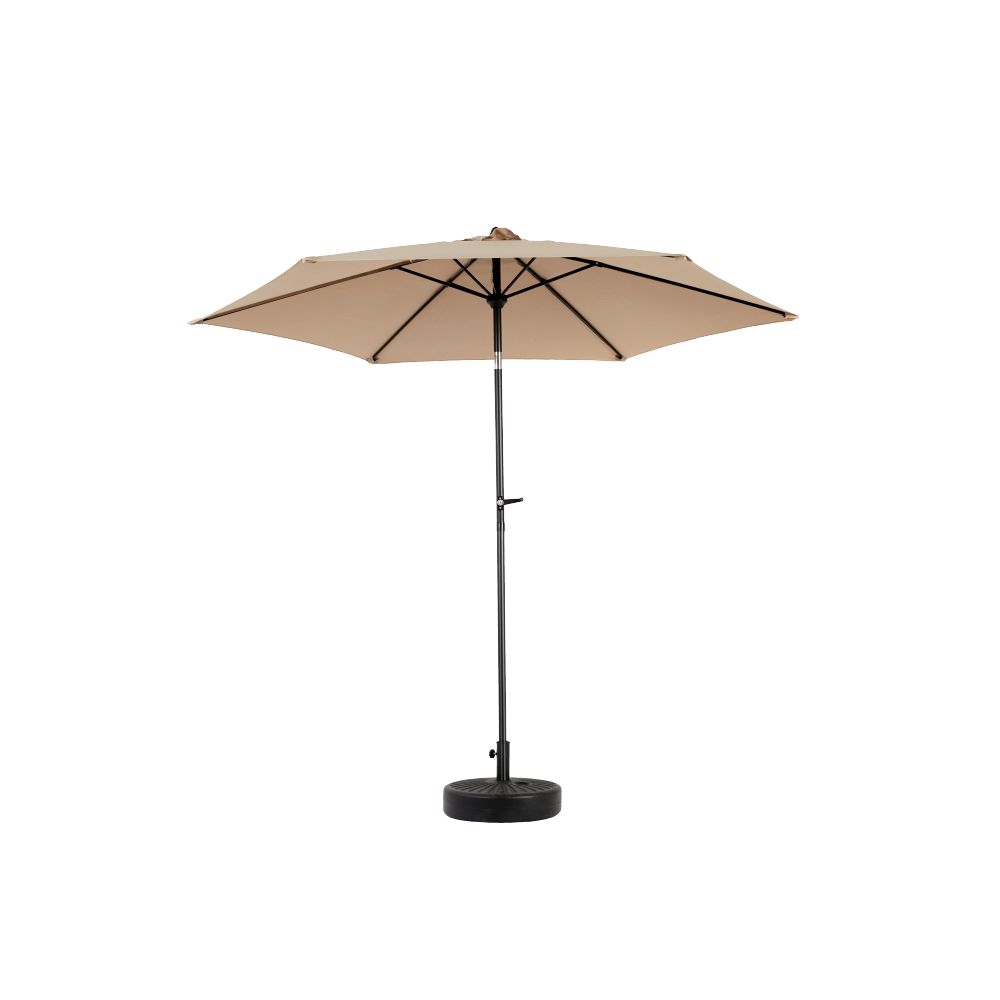 9FT Outdoor Patio Umbrella Outdoor Table Umbrella with Push Button Tilt and Crank, Market Umbrella 6 Sturdy Ribs , Deck, Backyard, Pool (Base Not Included)  - ( khaki )