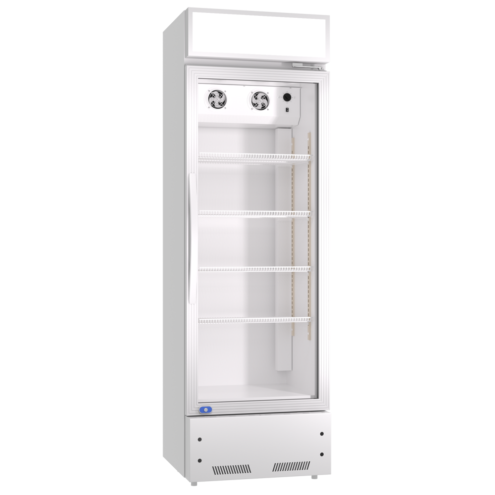 Refrigeration Glass 1 Door Upright Display Beverage Cooler Merchandiser with LED Lighting, 16.5 Cubic Ft., ETL Approved, Silver
