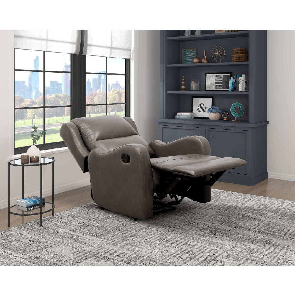 Faux Leather Upholstery Gray Reclining Chair 1pc Living Room Furniture Comfort Seating