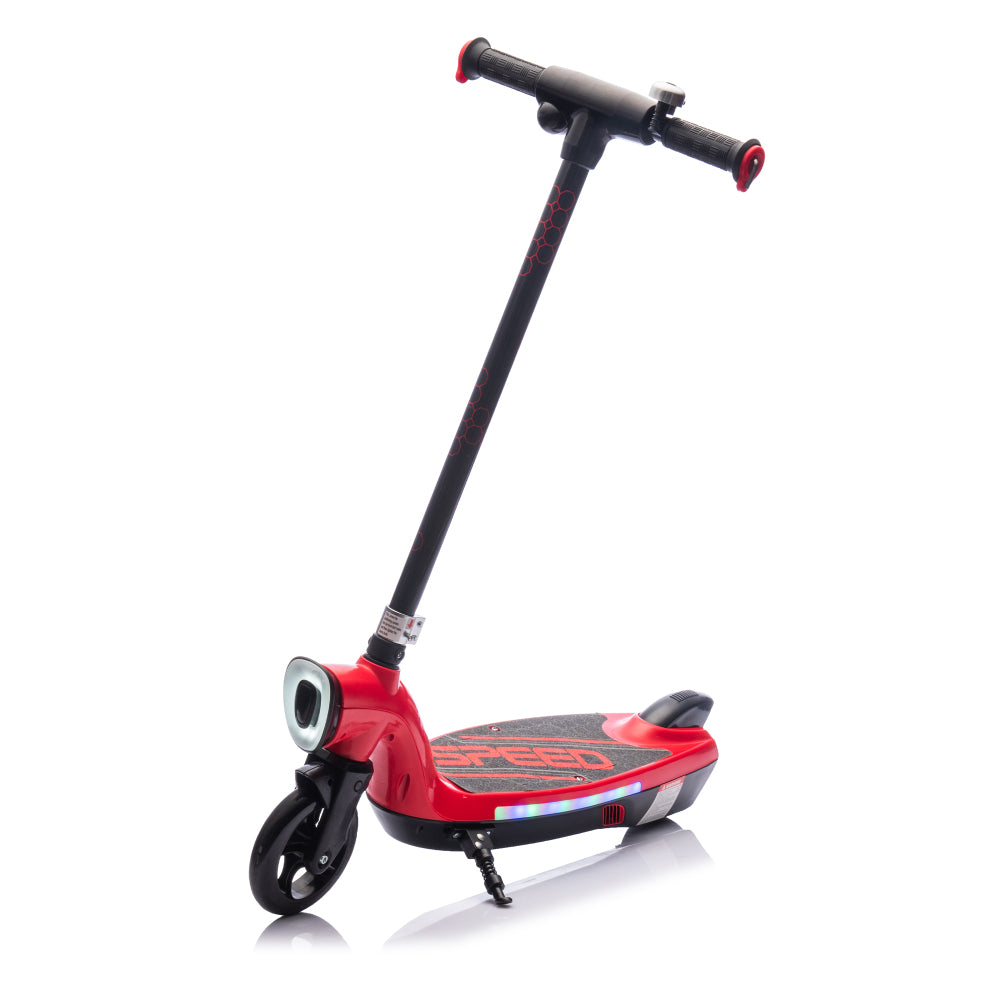 Kids Ride On Electric Scooter With Kickstand,Scooter Bell,Faster Speed And Longer Usage Time,Rear Brake,Wider Pedal,Non-Slip Handle,Colorful LED Lights,5.59-6.84 MPH For Kids 6+.