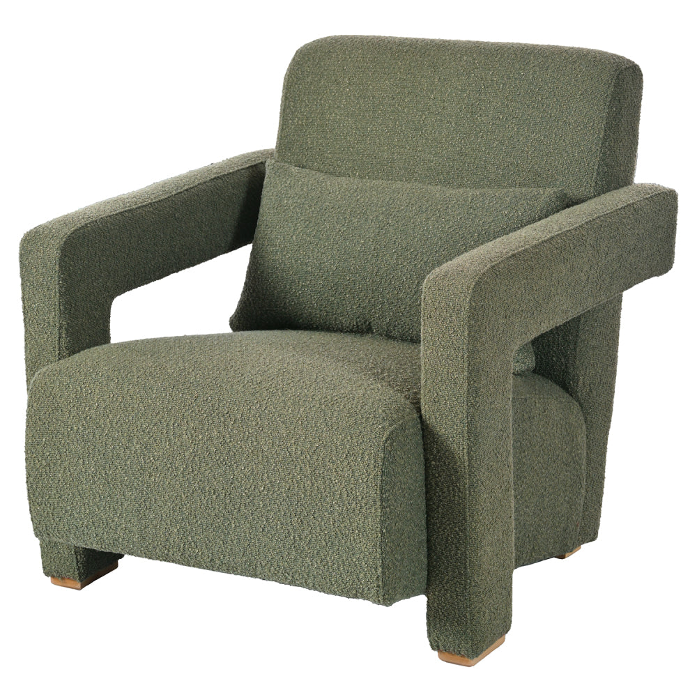 Mirod Sleek Right-Angle Armrests, Ergonomic Lumbar Support, Square Wooden Block Legs, Inclined Seat for Comfort, Artistic Statement Piece  for Living room,Bedroom and study