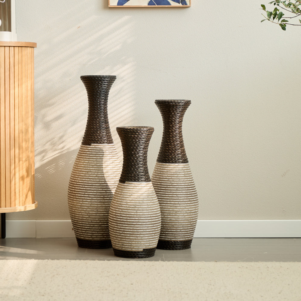 Desktop Vase, Brown Decorative Floor Vase, Classic and Neat Floor Vase, High Independent Flower Stand, Artificial Vine Vase, PVC Floor Vase, Home Decoration Flower Stand Set of 3 pieces