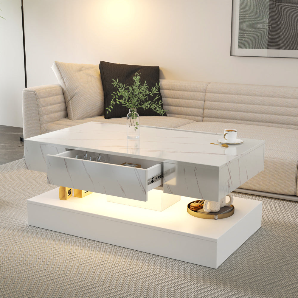 Coffee table with unique architectural shape,white