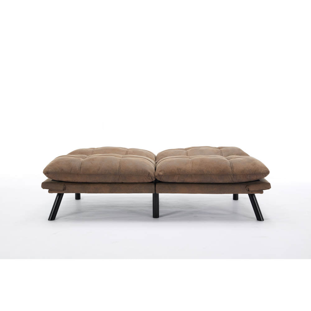 Leatehr Feeling Brown Convertible Folding Modern sofa Bed