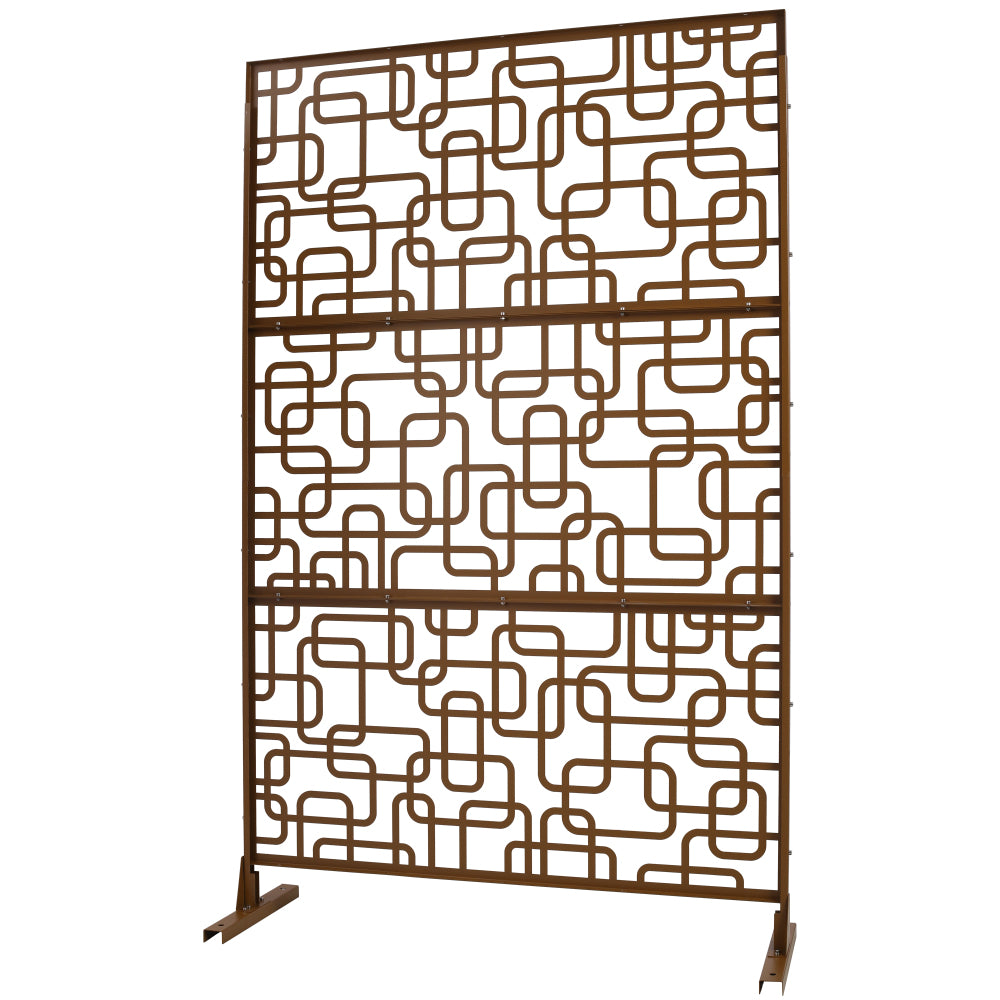 Outdoor & Indoor Privacy Screen Metal Privacy Screen 76" H×48" W, Freestanding Decorative Privacy Screen for Deck Balcony Patio, Privacy Fence Panels for Outside Lawn Garden PS114 BROWN