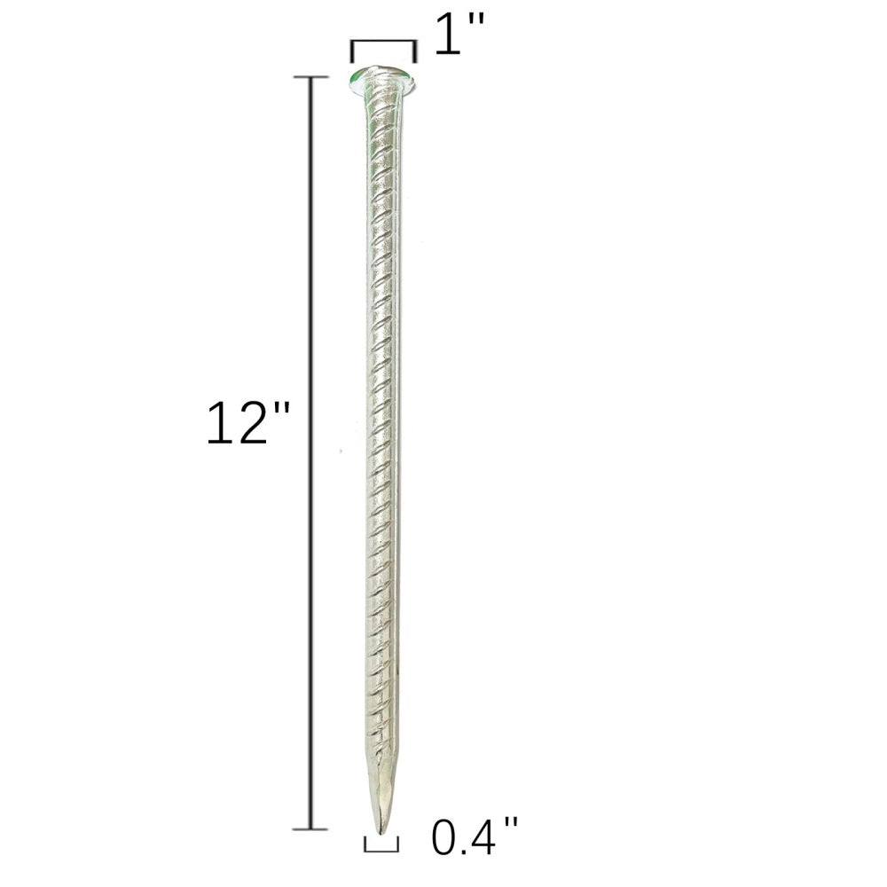 0.4 in. x 12 in. Silver Steel Rebar Ground Pins (8 Pack) - Heavy Duty Landscaping Anchors for Weed Barrier, Netting & Erosion Control