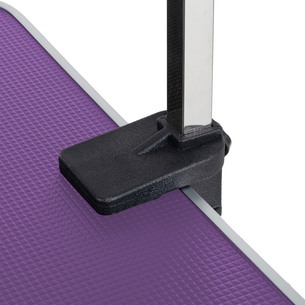 36" Folding Dog Pet Grooming Table Stainless Steel Frame Rubber Mat on Board with Adjustable Arm and Clamps pet dog Cat Grooming Table (PURPLE COLOR)