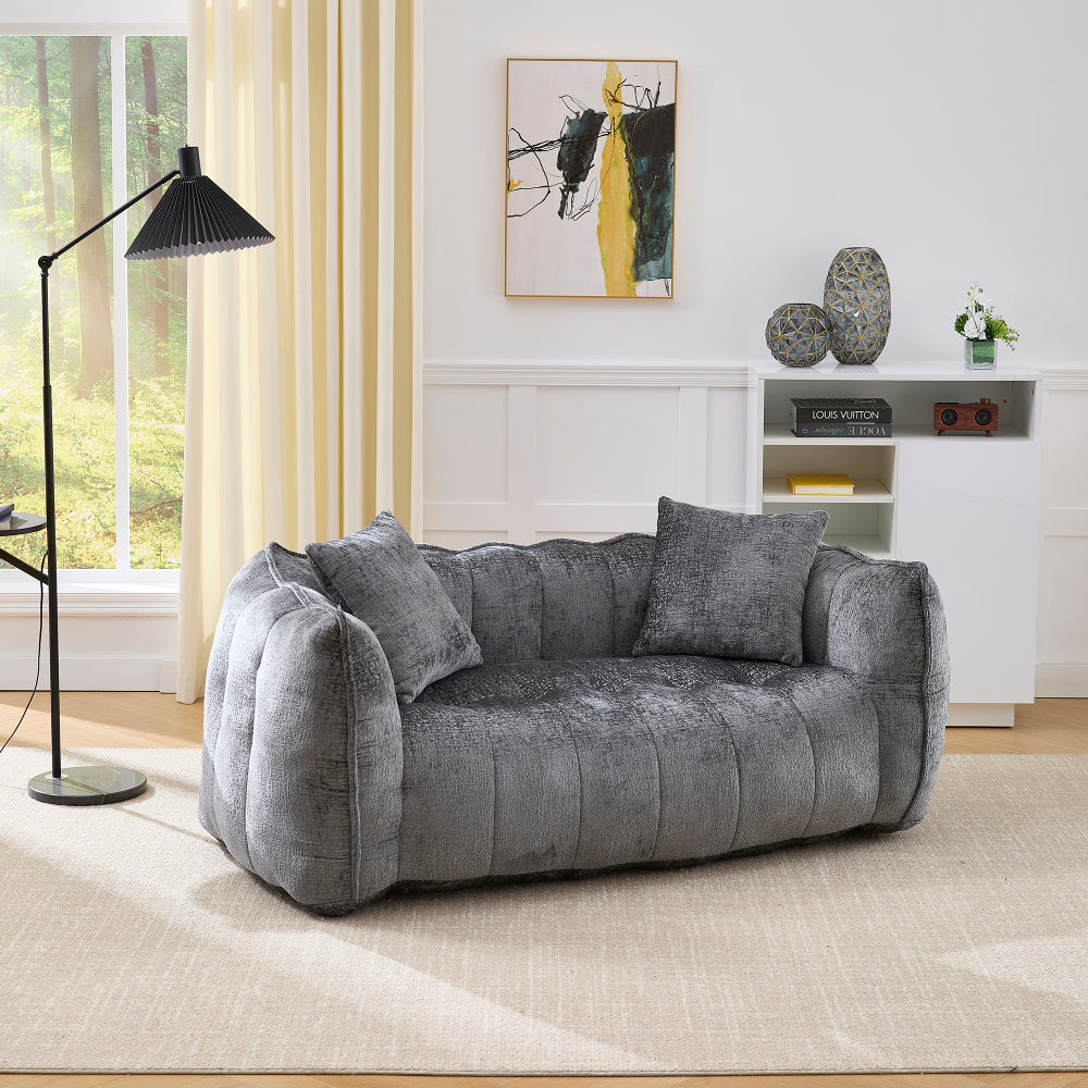 Soft beanbag chair with high resilience foam core for two people. The comfortable square recliner sofa is ideal for family members and friends engaged in games, reading, watching TV