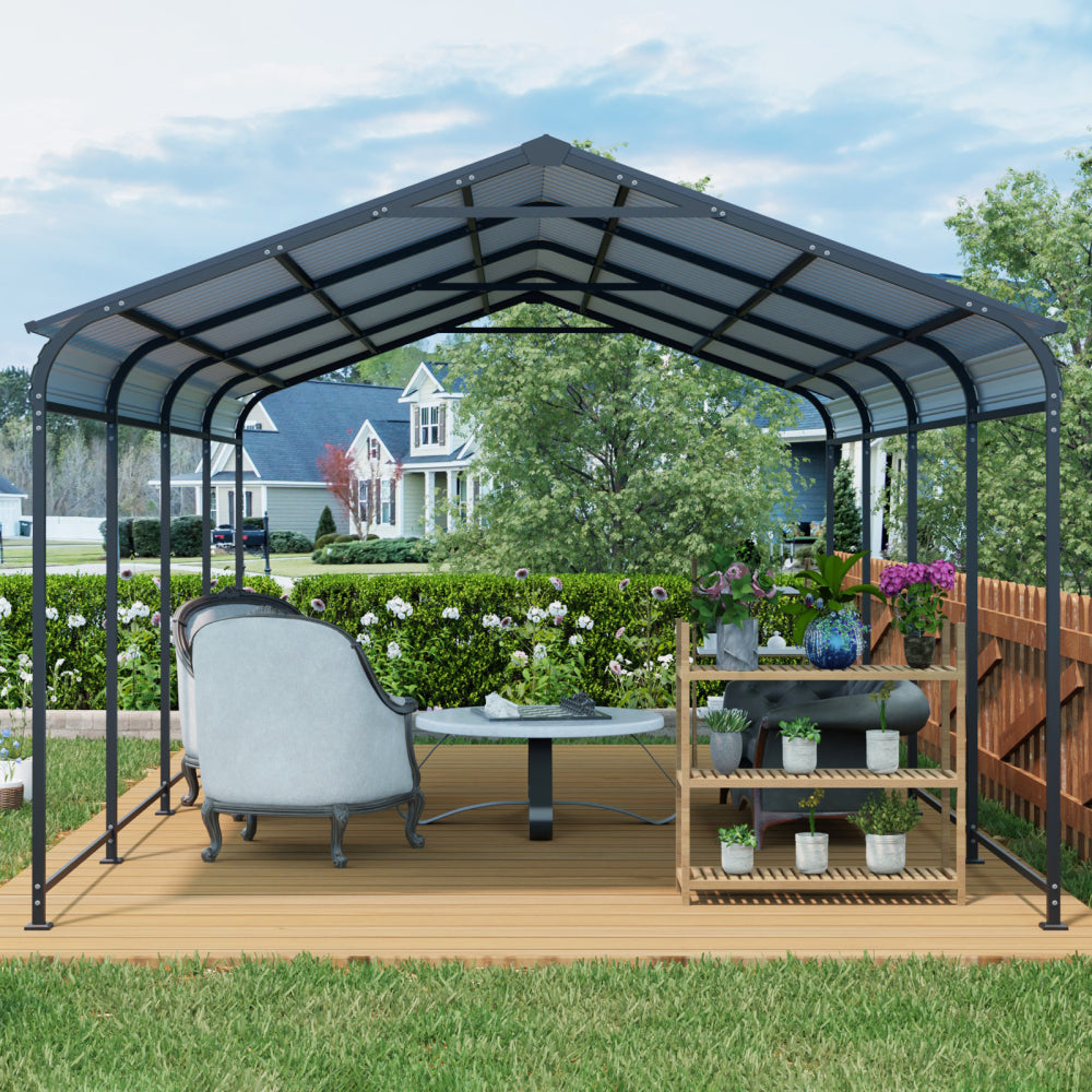 12 X 21 FT Carport, Heavy Duty Carport with Galvanized Steel Roof and Frame, Metal Carport Large Garage for Driveway Car, Truck